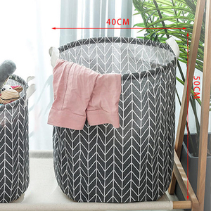 Panier à linge pliable grande capacité en coton et lin avec poignées, autoportant pour le rangement des vêtements - Product Image 2