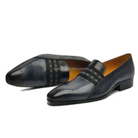 Herren Echtleder-Slipper mit Brogue-Muster und Elastischem Band, Formelle Business-Slipper für Hochzeit, Büro & Feiern