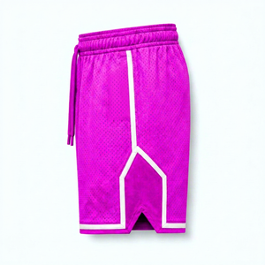 Shorts de sport pour homme en mesh violet, avec cordon de serrage, bande latérale, respirants, pour la course à pied - Product Image 3