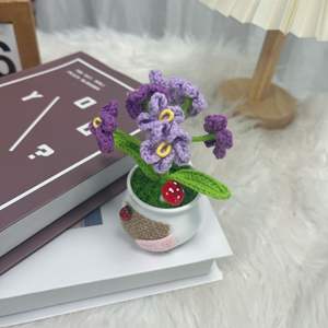 Fleurs de fil crocheté faites à <span class=keywords><strong>la</strong></span> main, produits finis: tournesols, muguet, tulipes, bureau, voiture, décorations de bureau, - Product Image 6