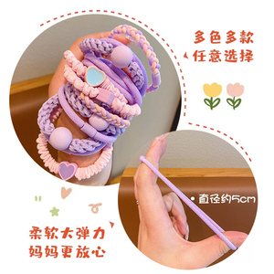 Colorful Childrens Hair Ties Heart <b>Shaped</b> Elastic Bands For Daily Use Korean Style Hair Accessories Pastel Pink Purple Gradient - Product Image 2
