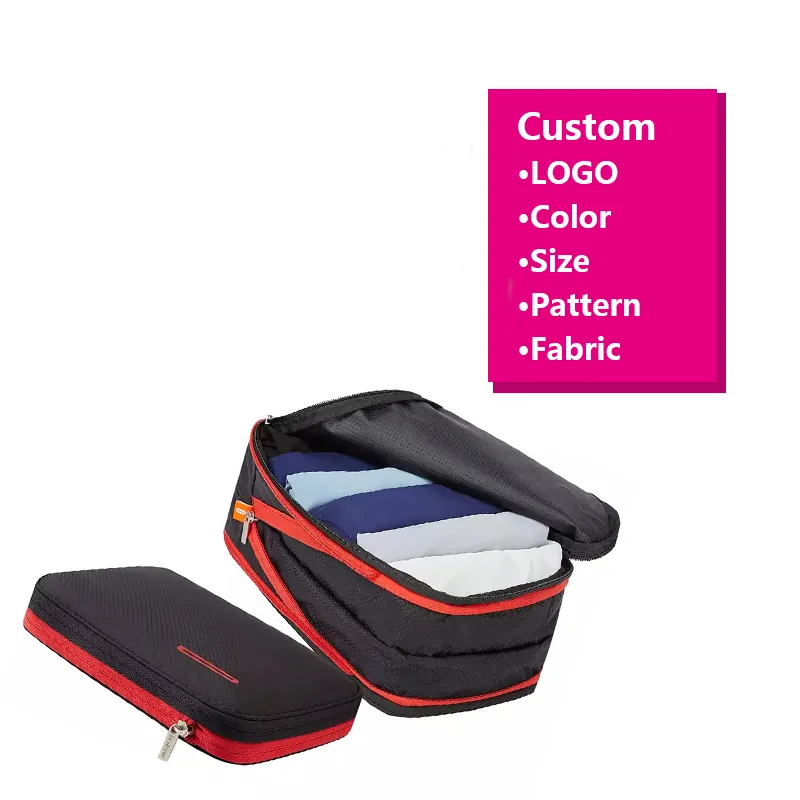 カスタム通気性ハンディトラベルラゲッジオーガナイザーパッキングキューブ高品質ナイロン素材トラベルスモール2セットのコンプレッションバッグ