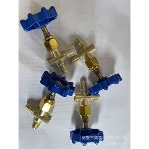 Raccord en laiton pour climatisation, valve en T avec poignée bleue pour le remplissage et la détection de réfrigérant, usage commercial - Product Image 3