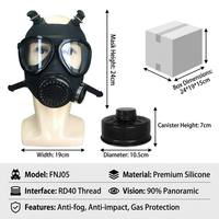 Masque à gaz intégral en silicone premium FNJ05 avec interface filetée latérale RD40, vision panoramique triangulaire à double lentille pour la sécurité chimique