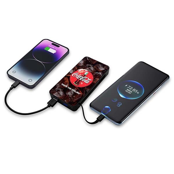 Portable Power Bank 10000mAh With Built-In USB C Cable Quick Charge Support Dual Output Type C