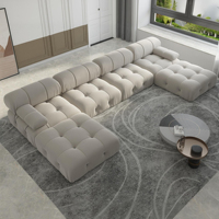 Canapé modulaire sectionnel Voxhome USA en stock, livraison directe, style nordique minimaliste Milan, en tissu bouclé blanc en forme de U