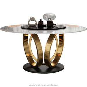 Ensemble <span class=keywords><strong>de</strong></span> table à manger ronde moderne en marbre <span class=keywords><strong>noir</strong></span> avec <span class=keywords><strong>6</strong></span> chaises, vente en gros - Product Image 4