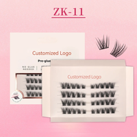 Bulu Mata Palsu Pre Glued Model Cat Eye Strip Lashes Bebas Lem, Bulu Mata Faux Mink Tebal, Logo Custom, Bulu Mata Tempel Tanpa Lem