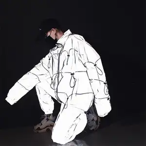 Tissu réfléchissant en polyester imperméable de haute qualité pour vêtement de mode gilet hi viz