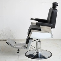 Fauteuil de Barbier Hydraulique de Luxe Rétro pour Salon de Coiffure, Inclinable, pour Coupe de Cheveux, Toilettage et Massage, en Cuir, Idéal pour Usage en Salle de Sport