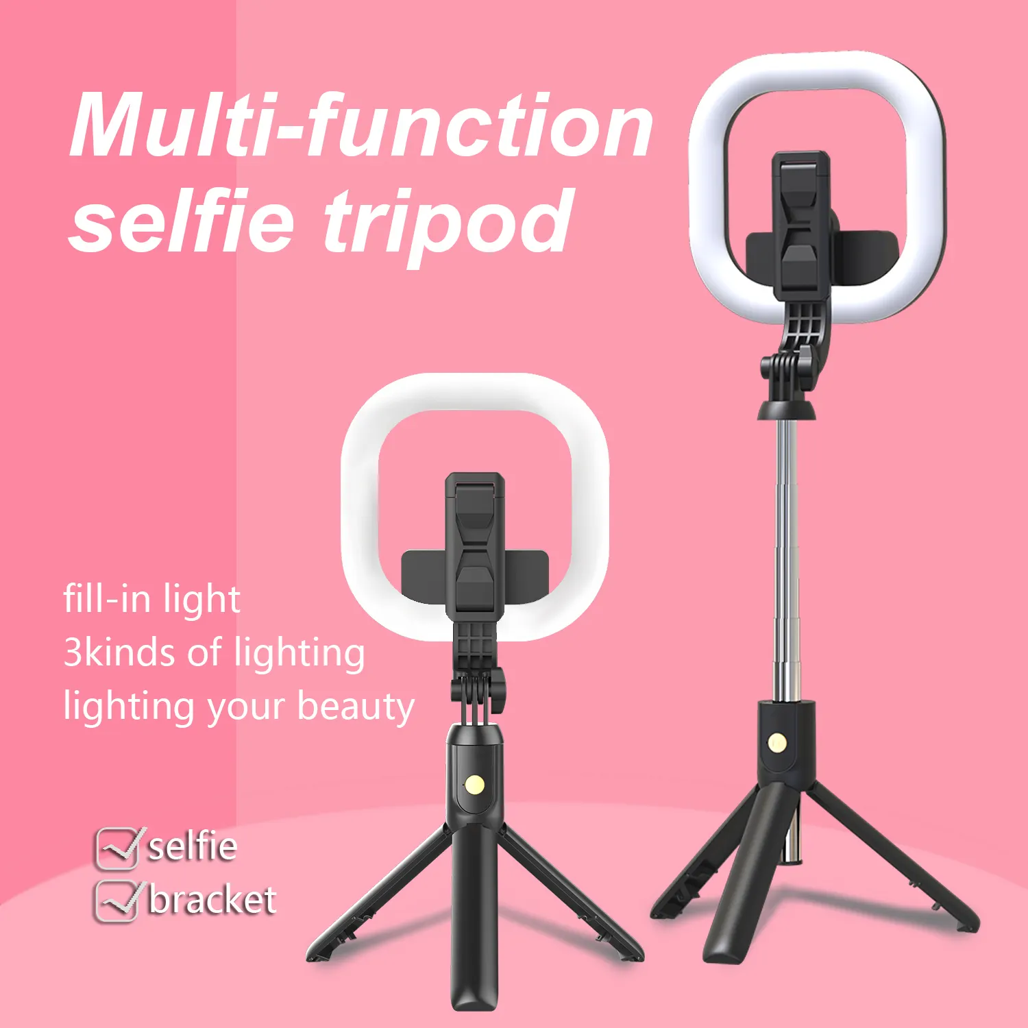 Selfie Ring Light Detachable Tripod Rotate 360 Degree 900mm Extended long rod Selfie Stick Ring Light