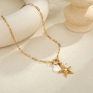 Collar <span class=keywords><strong>de</strong></span> Acero Inoxidable con Diseño <span class=keywords><strong>de</strong></span> Océano para Mujer, Resistente al Agua, con Dije <span class=keywords><strong>de</strong></span> Concha <span class=keywords><strong>de</strong></span> Estrella <span class=keywords><strong>de</strong></span> Mar y Perla, Joyería <span class=keywords><strong>de</strong></span> Playa, Cadenas para Mujer - Product Image 4