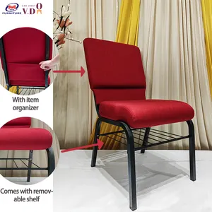 Leasehold sale Organizer with Shelf church chair Metal Banquet Stackable auditorium chairs red padded Theater Chair