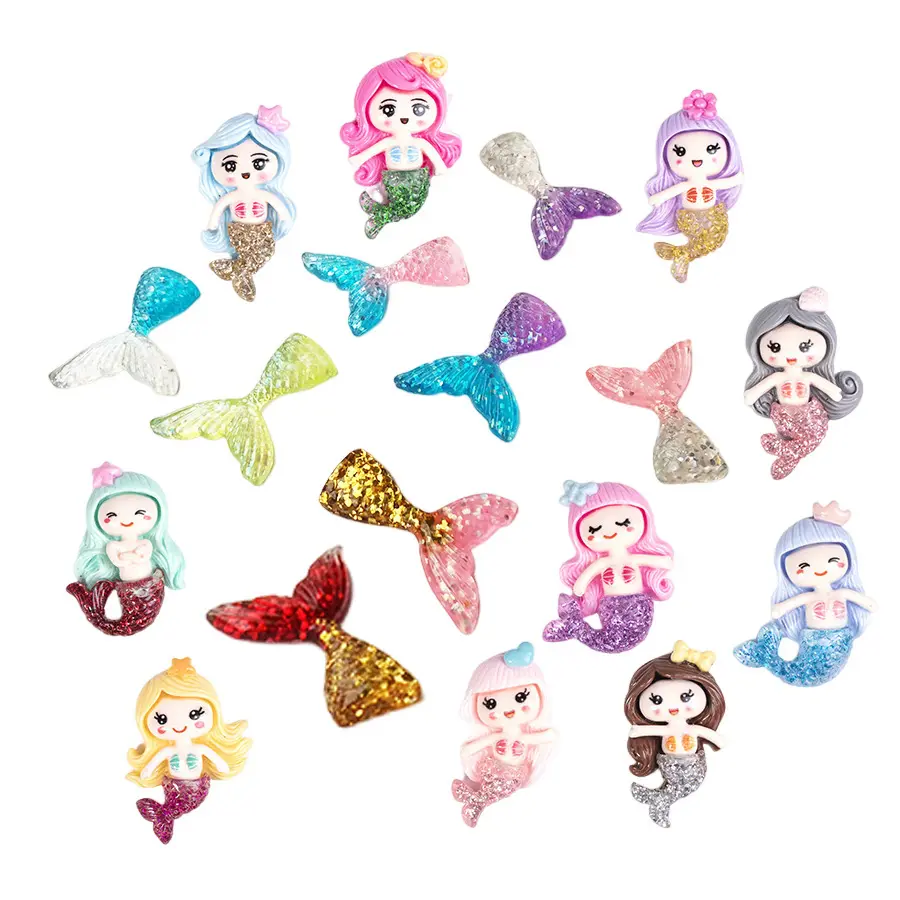 bulk stock fancy glitter mermaid tail princess resin charms earring making diy accessories