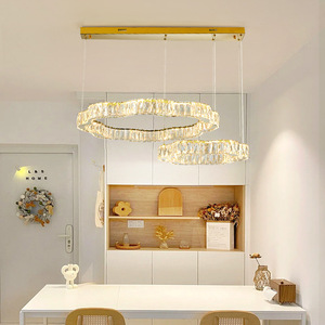 Lámpara de araña de cristal de lujo, redonda, con múltiples cabezales LED, para sala de estar, hogar, estilo moderno minimalista, base para bombilla E27 - Product Image 3