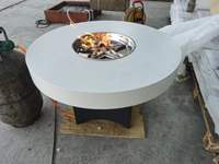Couleur blanche, table de foyer à gaz ronde extérieure table de foyer debout libre jardin extérieur