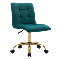 Chaises de bureau pivotantes modernes personnalisées en tissu velours capitonné avec roulettes réglables en hauteur