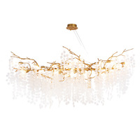 Lámpara de Araña Moderna de Rama de Árbol de Cobre, Iluminación Colgante para Comedor