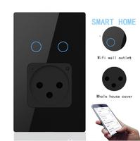 Tuya Wifi Smart Home Applique Murale 2 Gang Interrupteurs Muraux Prise Israël Prises Standard Commutateur ZigBee