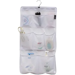 Özelleştirme şeffaf 6 cepler duş organizatör çantası banyo örgü 4 ızgaraları asılan saklama çantası katlanabilir dolap organizatör