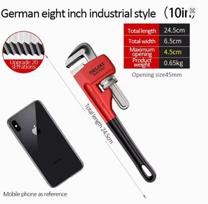 DELIXI ELECTRIC <span class=keywords><strong>Llave</strong></span> <span class=keywords><strong>de</strong></span> <span class=keywords><strong>tubo</strong></span> <span class=keywords><strong>de</strong></span> 10 pulgadas <span class=keywords><strong>de</strong></span> alta resistencia, <span class=keywords><strong>de</strong></span> acero al carbono y aluminio, con gran apertura y mango hueco ajustable - Product Image 5