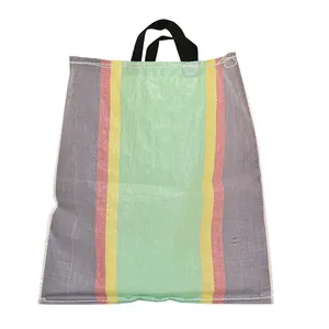 custom full color laminated polypropylene plastic woven sacks with handle