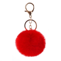 Porte-clés pompon en fausse fourrure, pour femme, personnalisé, en fausse fourrure de lapin, pompon personnalisé, vente en gros
