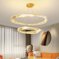 Lustre suspendu en cristal ondulé moderne et luxueux, doré, à intensité variable, hauteur réglable, LED, pour restaurant, table à manger, bar