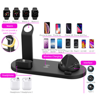Chargeur sans fil magnétique pliable 3 en 1, support de charge rapide avec lumière LED 15W pour iPhone, Samsung, montre mobile, écouteurs