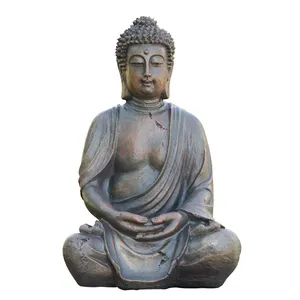 Garden Sitting Fiber Stone Carving Buddha Statue For Sale