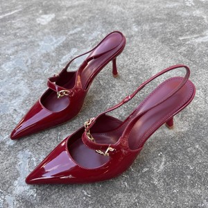 <span class=keywords><strong>Sandali</strong></span> con <span class=keywords><strong>tacco</strong></span> da donna con catena nera <span class=keywords><strong>bordeaux</strong></span> pump da sposa scarpe da ufficio scarpe da donna tacchi - Product Image 4