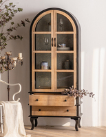 Style minimaliste nordique moderne, armoire à vin en bois massif, armoire de rangement blanche à arche, meubles pour la maison