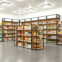 Étagères de présentation de supermarché modulaires double face robustes et réglables, rayonnages de stockage métalliques pour la vente au détail