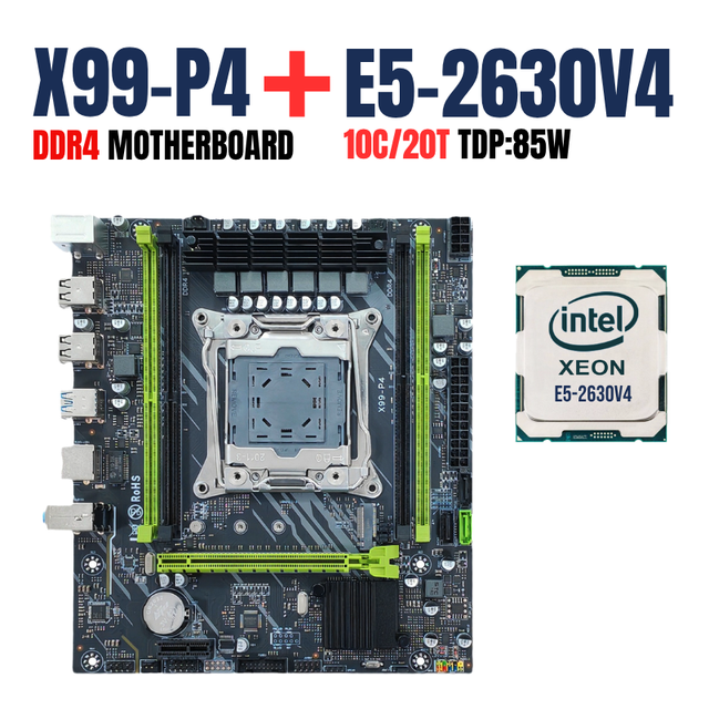 PANDL NEW Mainboard Desktop PC Combination Set Intel Xeon E5 2630 V4 Combo 4X DDR4 ECC RAM NVME M.2 SATA3.0 X99 Motherboard Kit