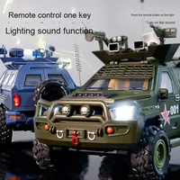 Camion télécommandé en plastique ABS à l'échelle 1:24 pour enfants, modèle militaire de véhicule blindé lance-missiles à roues de tigre, avec boîte HDX et fenêtre, pour garçons