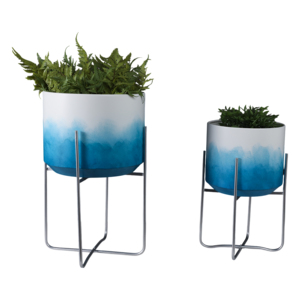 Fioriere in metallo sfumato con supporto, vasi rialzati per interni ed esterni, decorazione per la casa, soggiorno e giardino - Product Image 2