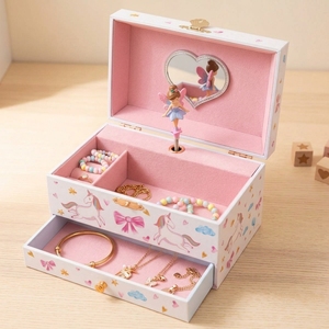 Boîte à musique <span class=keywords><strong>licorne</strong></span> pour enfants, design princesse <span class=keywords><strong>licorne</strong></span>, tiroirs à bijoux en bois à manivelle avec ornement étoile, idéale pour les cadeaux - Product Image 3