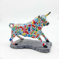 Escultura de Toro de Resina Hecha a Mano y Pintada a Mano, Marca JXF, Estilo Lourdes, Forma Irregular, Adorno Animal, Decoración para el Hogar