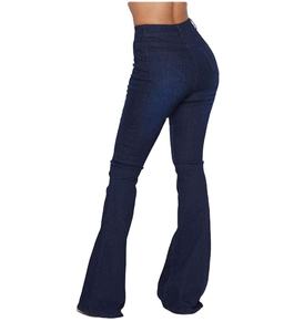 Jeans skinny évasés pour femmes, à la mode, orientés vers l'exportation, avec fermeture éclair et boutons, jeans décontractés pour femmes, jeans lavables avec poche pour femmes - Product Image 4