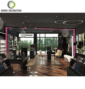 Décoration intérieure luxueuse de boutique de cosmétiques, style doré, design de mobilier de boutique de cosmétiques avec des présentoirs de maquillage en métal - Product Image 4