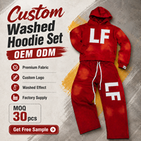 Conjunto de Sudadera con Capucha y Pantalones de Chándal Oversize Desgastados Personalizados para Hombre, de Forro Polar Térmico, Estilo Casual Urbano, Venta al por Mayor a Granel