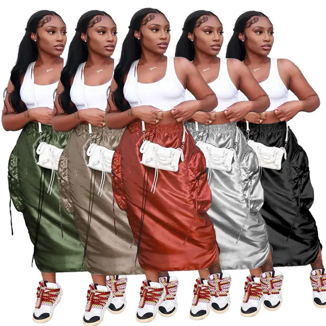 CUTENOVA 22SK10221 2022 Fall New Arrival Solid Fashion Reflective Streetwear Women's Skirt