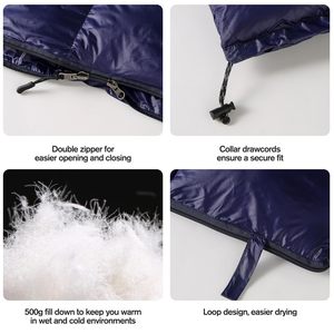 Sac de couchage rectangulaire large en duvet de canard, taille et couleur personnalisées, avec logo, pour le camping familial et les expéditions en <span class=keywords><strong>arctique</strong></span> en voiture - Product Image 4