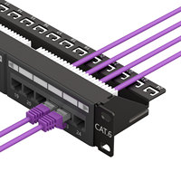 Panel Patch TOM-PN-28-C5e/C6/C6A 1U STP RJ45 Kosong 24-Port dengan Back Bar untuk Bersertifikasi Hitam