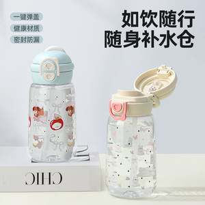 Hao Cai Cartoon Plastic Cup 500Ml Leak Proof Portable Travel Drinking Bottle For Kids And Adults - Product Image 2