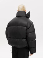 Veste matelassée réversible coupe-vent épaisse à capuche avec motif lettres et logo frontal, col montant, pour homme, personnalisable OEM, idéale pour l'hiver