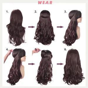 Extensions de cheveux naturels brunes, 6 pièces, tête complète, avec clips, tissage, vente en gros