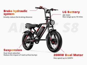 USA Entrepôt 2000W Double siège Vélo électrique 25AH Moto électrique <span class=keywords><strong>20</strong></span> <span class=keywords><strong>pouces</strong></span> Vélo électrique tout-terrain - Product Image 4
