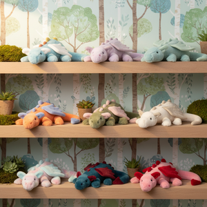 Peluche Dragon Jellycat – 13 styles, ensemble complet : Sky, Black, Fuddlewuddle, Bashful – Grand coussin doux anti-stress avec étiquettes et sac anti-poussière - Product Image 1