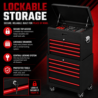Armoire à outils roulante classique en acier robuste avec roulettes verrouillables, glissières à roulement à billes, haute capacité de charge